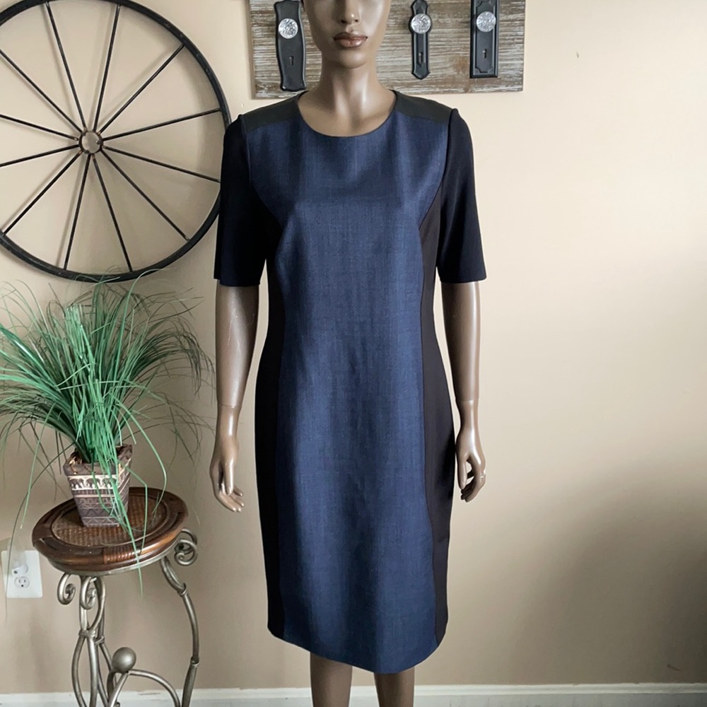 ELIE TAHARI  Sheath Dress Black & Blue Size 14